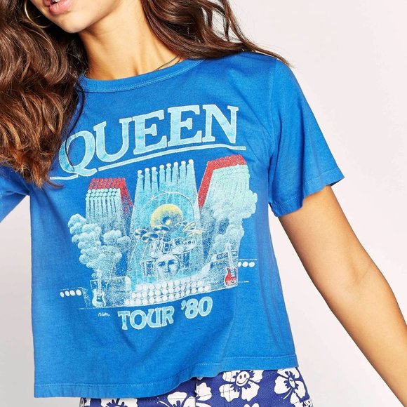 RARE DAYDREAMER QUEEN TOUR '80 BLUE CROPPED SHIRT M